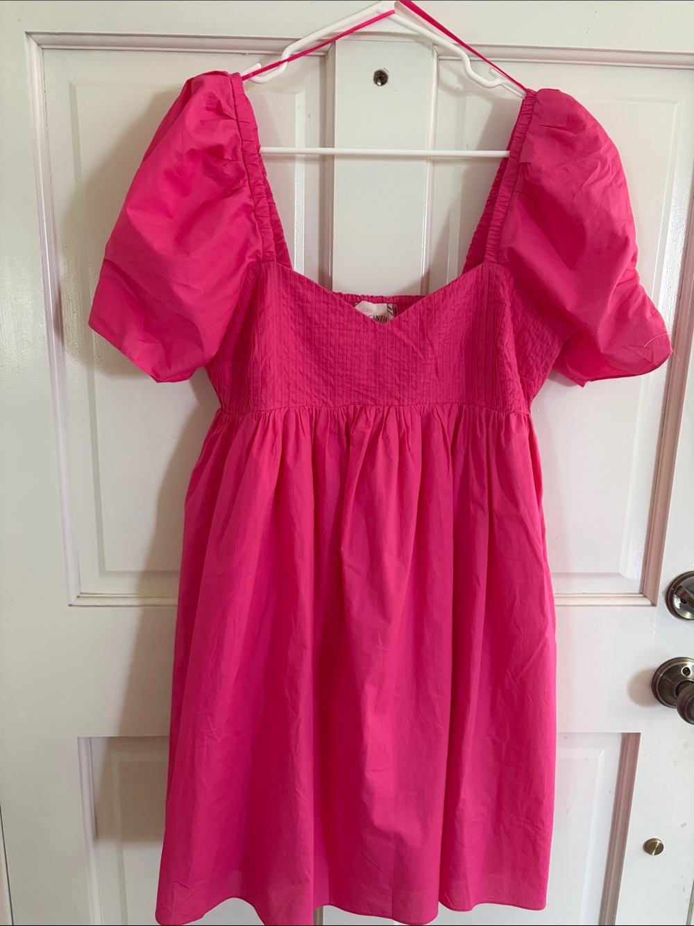Pink Puff-Sleeve Women’s Dress